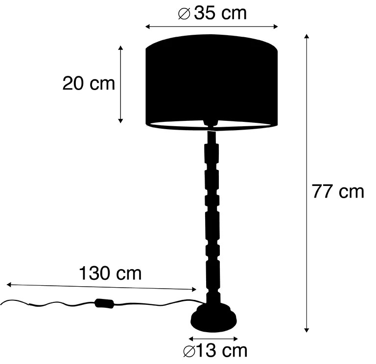 Lampa stołowa w stylu art deco brązowa 35 cm abażur z aksamitu czerwony - Torre ArtDeco Oswietlenie wewnetrzne