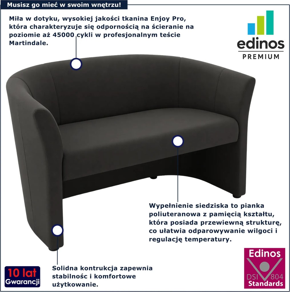 Grafitowa dwuosobowa sofa kubełkowa P3-C90
