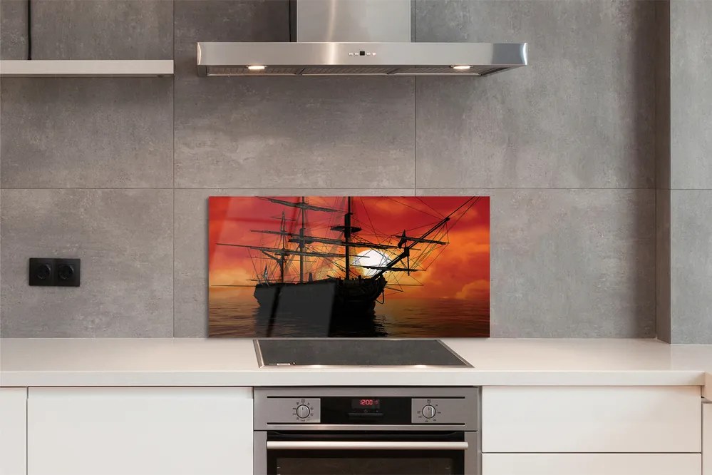 Szkło do Kuchni na Ścianę Słoneczny Rejs Statkiem