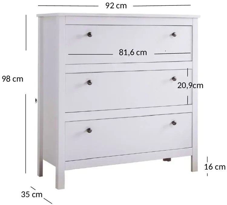 Biała komoda na nóżkach z 3 szufladami do sypialni - Omaron 6X