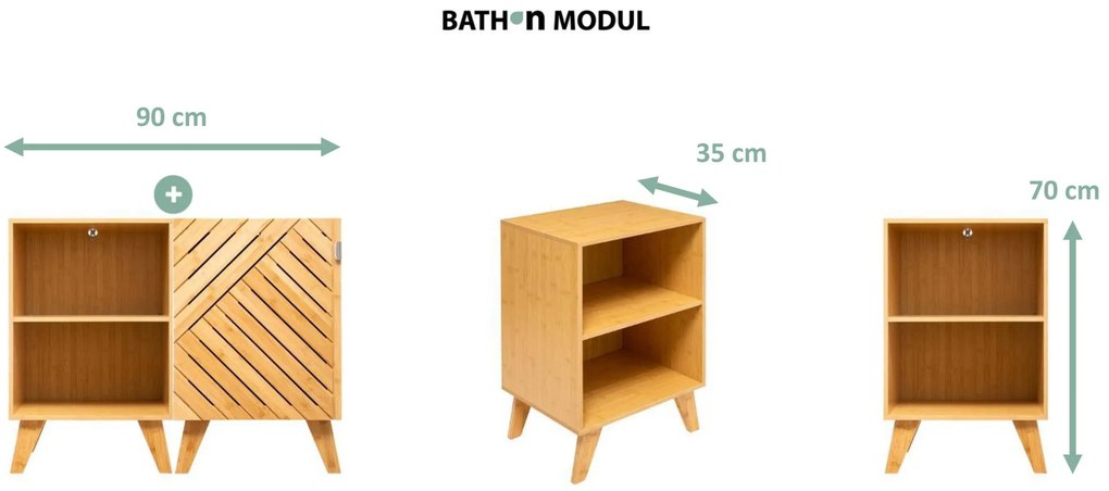 Szafka łazienkowa Bath n'modul, zamykana, bambus, 70 cm