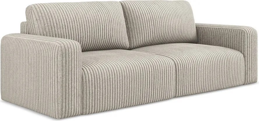 Beżowa sztruksowa rozkładana/ze schowkiem sofa 252 cm Kona – Makamii