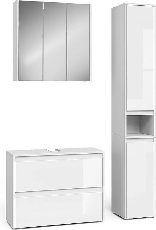 Zestaw mebli łazienkowych biały/biały wysoki połysk 80.1x30.1x62 majest