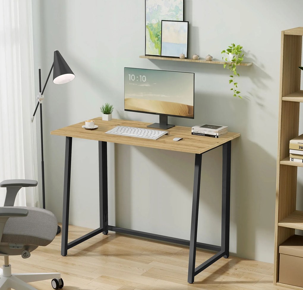 Składane biurko pod laptopa dąb artisan + czarny D7-K37