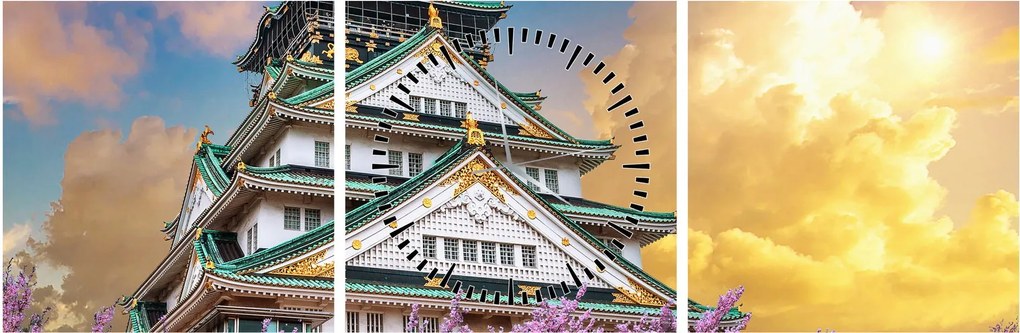 Obraz - Zamek Osaka (z zegarem) (90x30 cm)