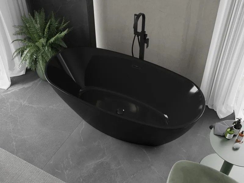 Mexen Eris wanna wolnostojąca 170 x 80 cm, czarna, przelew czarny - 53441708070-70