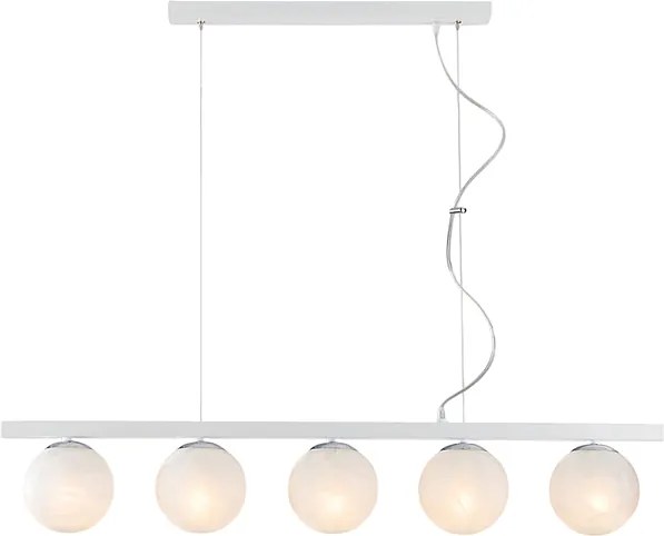 Lampa wisząca Adrian z lakierowanego na biało żelaza i chromu, 5 świateł, dł. 101 x 14, BL278-5-BCO