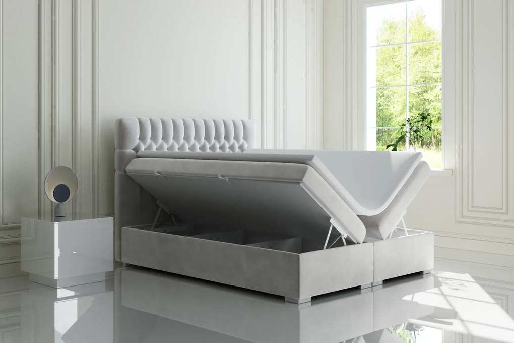 Łóżko kontynentalne RUBID 180x200 zielone velvet z pojemnikiem LAVERTO