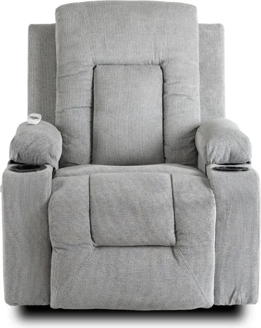 Fotel Masujący BOX 2 Rozkładany z Podnóżkiem Szary Nowoczesny