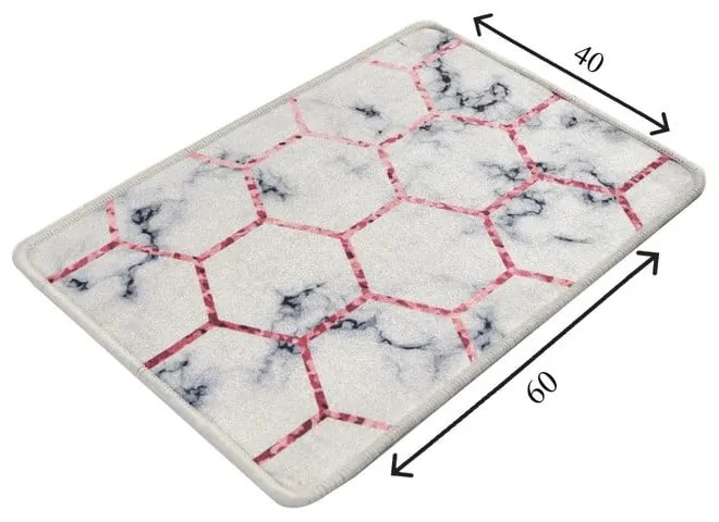 Biało-szary dywanik łazienkowy 60x40 cm Honeycomb − Foutastic