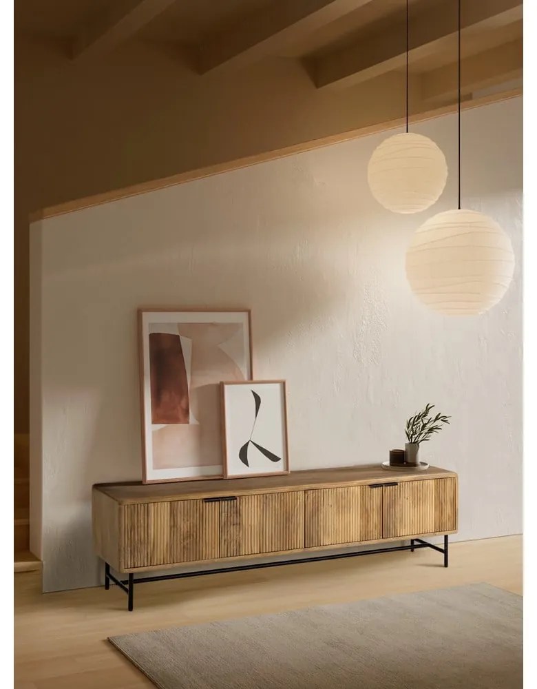 Szafka pod TV z litego drewna mango 190x50 cm Mundra – Marckeric
