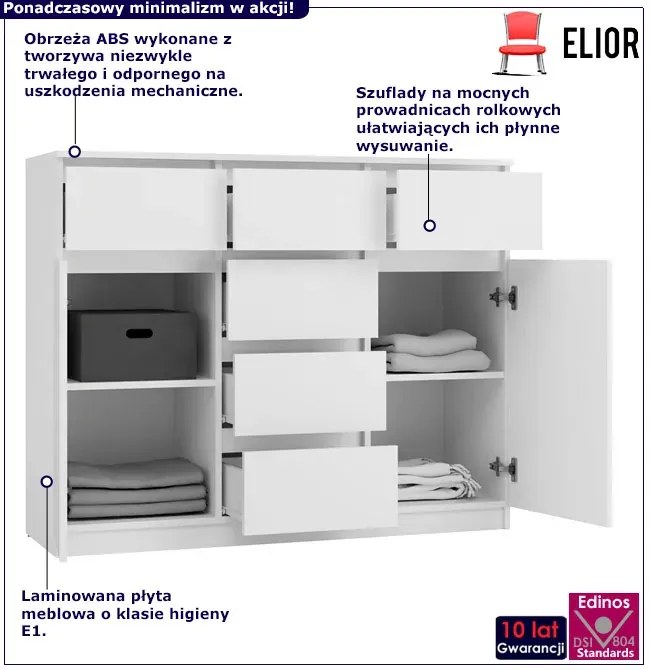 Biała Skandynawska Komoda Z Szufladami F3-B33