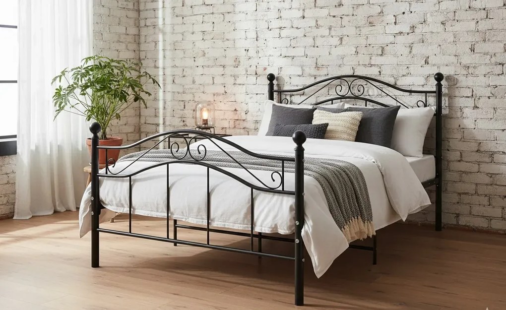 Metalowe czarne loftowe łózko 120x200 cm D9-D00