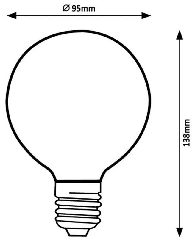 Żarówka dekoracyjna LED Rabalux, bursztynowa, E27,G95, 5,4 W, 510 lm