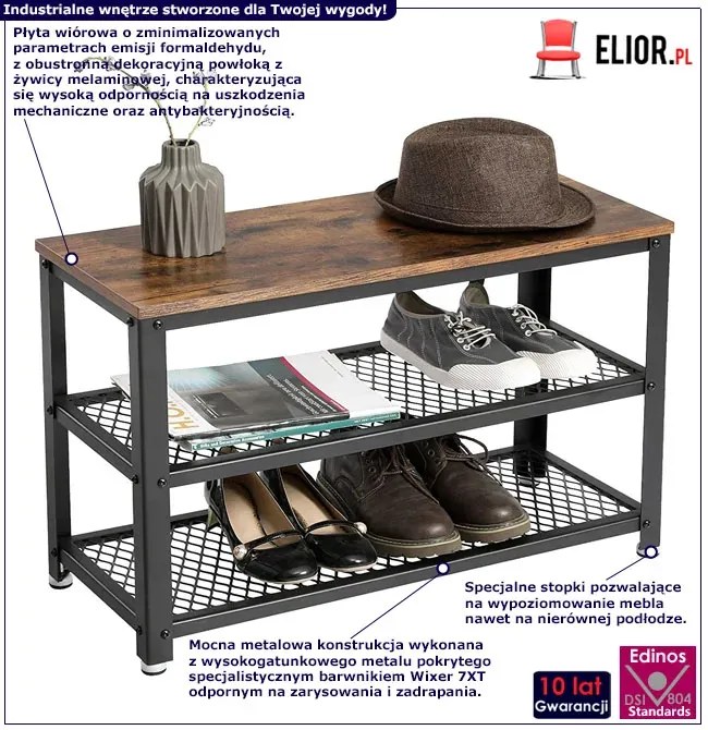 Loftowa Szafka Na Buty Z 2 Półkami E0-C14