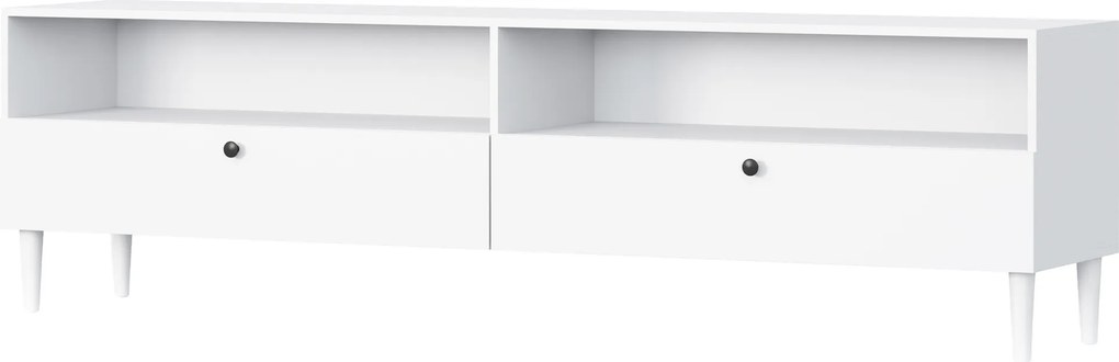 Szafka RTV z półką i szafkami DULLUM 200x58cm, biały