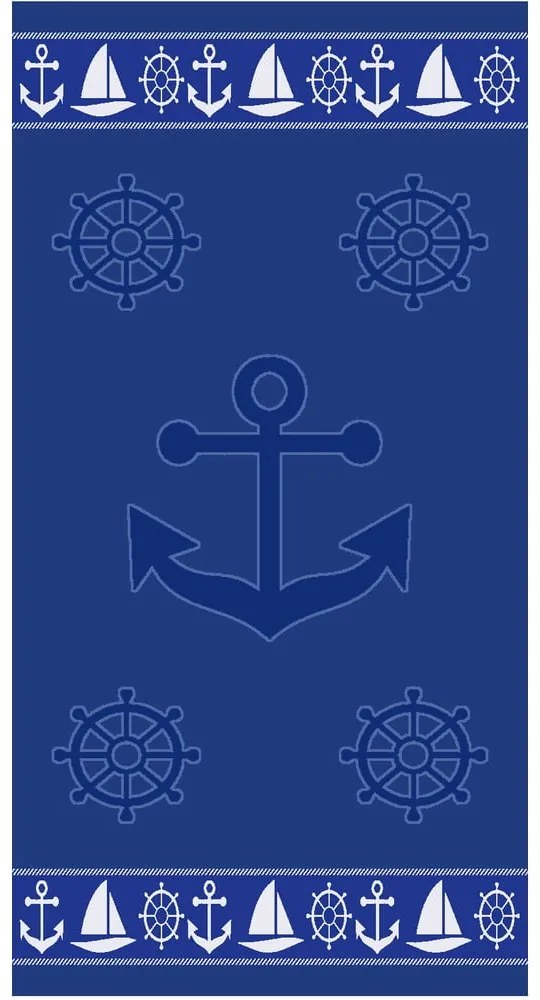 Niebieski bawełniany ręcznik plażowy 70x140 cm Anchor – B.E.S.