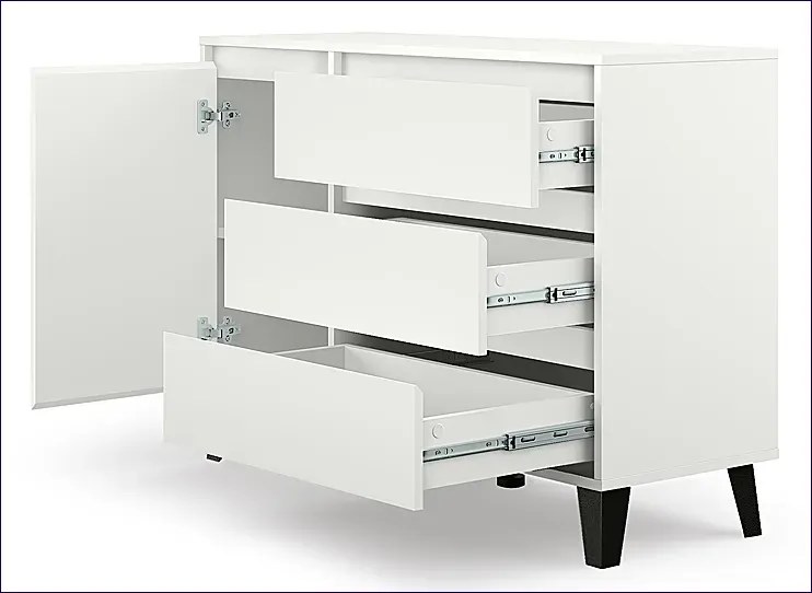 Biała Komoda Z Szafką I Szufladami H5-H59