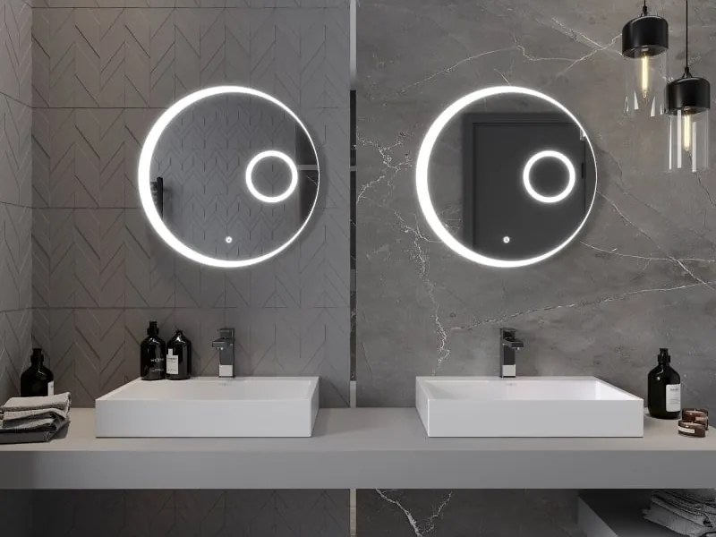 Mexen Ella lustro łazienkowe podświetlane z lusterkiem kosmetycznym, okragłe 60 cm, LED 6000K, antypara - 9811-060-060-611-00