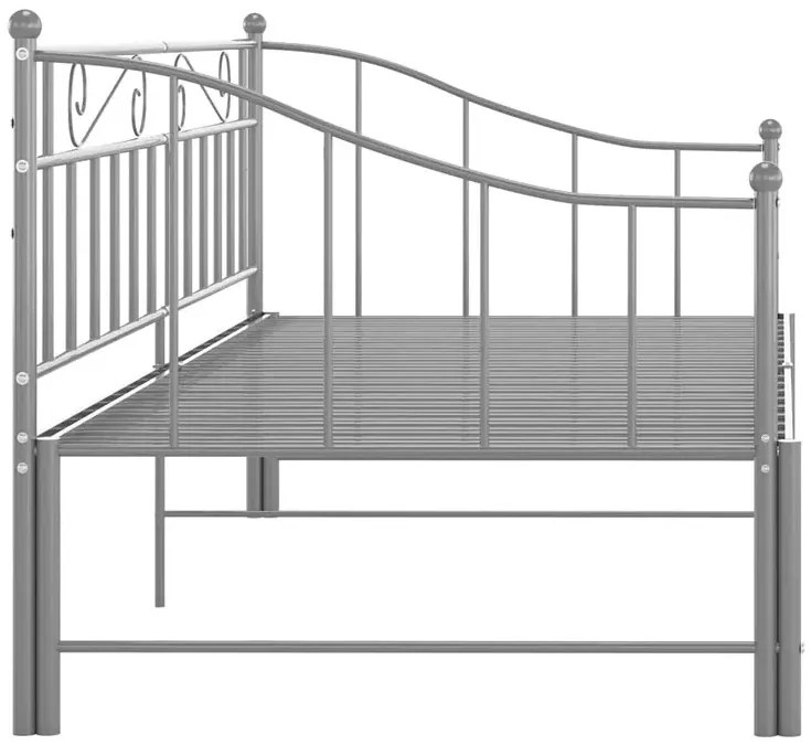 Szare metalowe łózko rozkładane 90x200 cm - Leoli