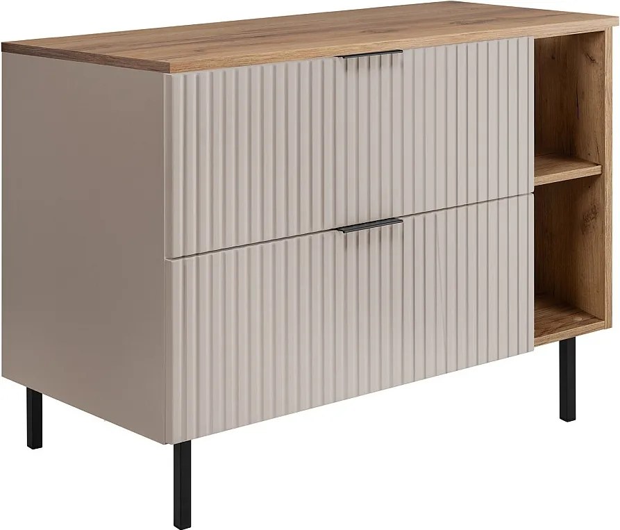 Szafka pod umywalkę, Kaszmir / Dąb Craft + czarny uchwyt, 100 x 77 x 46 cm, nogi czarne, bez blatu