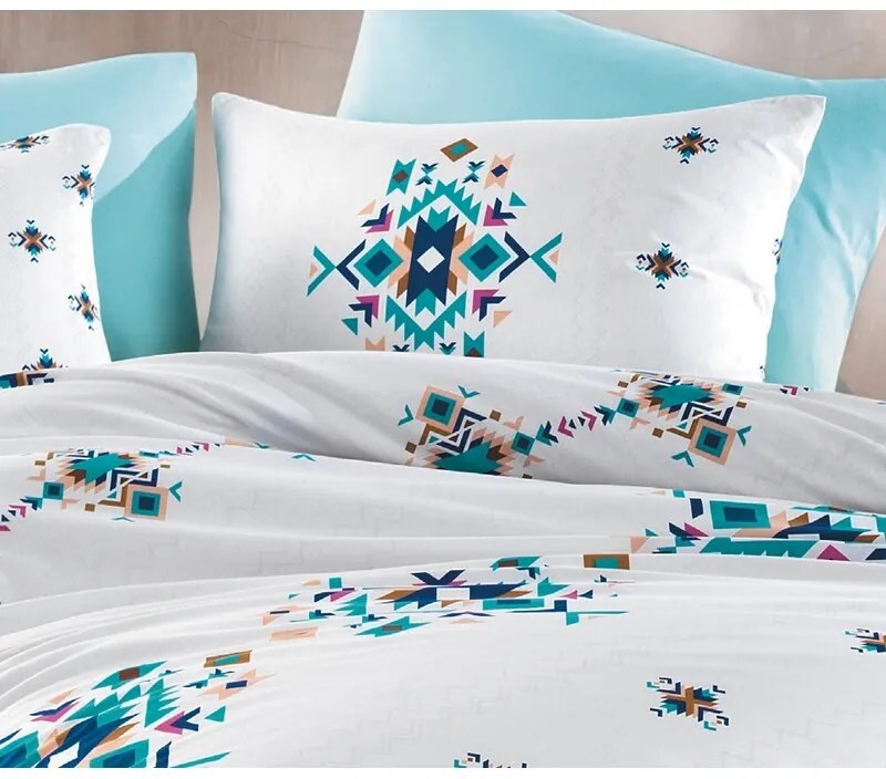 BedTex Bawełniana pościel Hippi turkusowa, 140 x200 cm, 70 x 90 cm, 140 x 200 cm, 70 x 90 cm