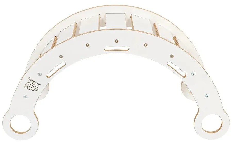 Biała huśtawka z litego drewna sosnowego 39x75x38 cm Montessori – Meowbaby