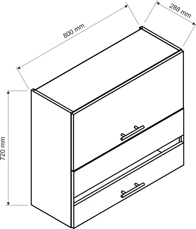 Wisząca szafka kuchenna z podwójnym frontem szara - Dantis 34X 80 cm