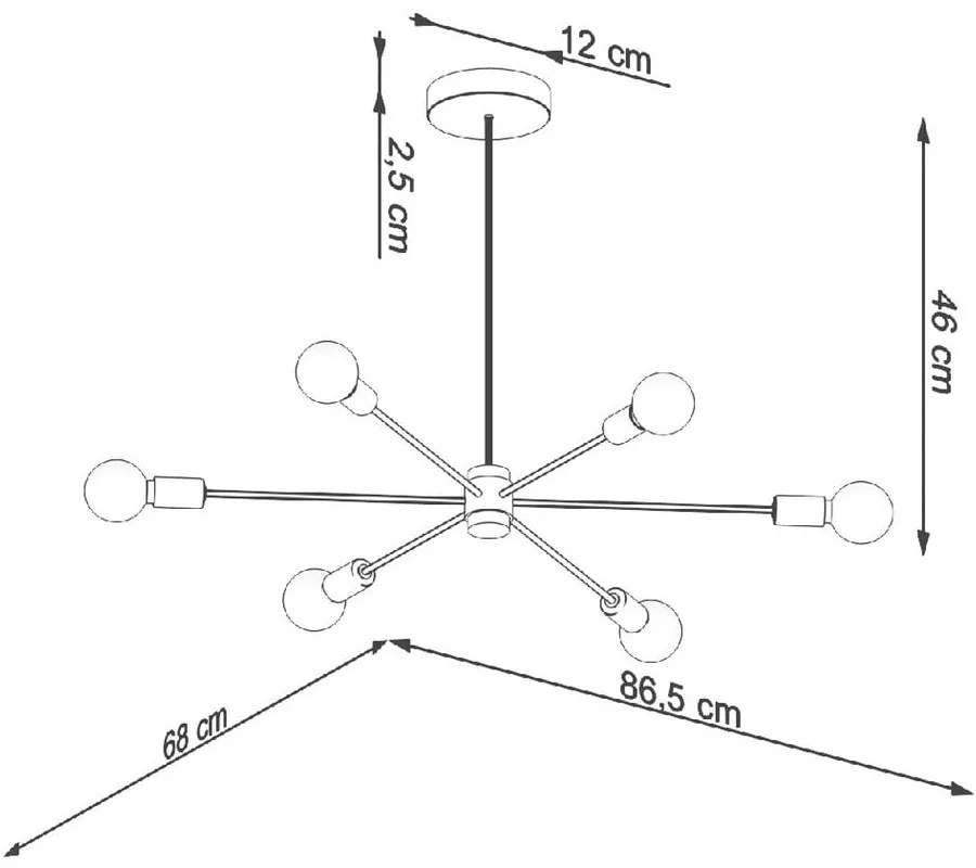 Czarna lampa sufitowa 68x86,5 cm Benedett – Sollux
