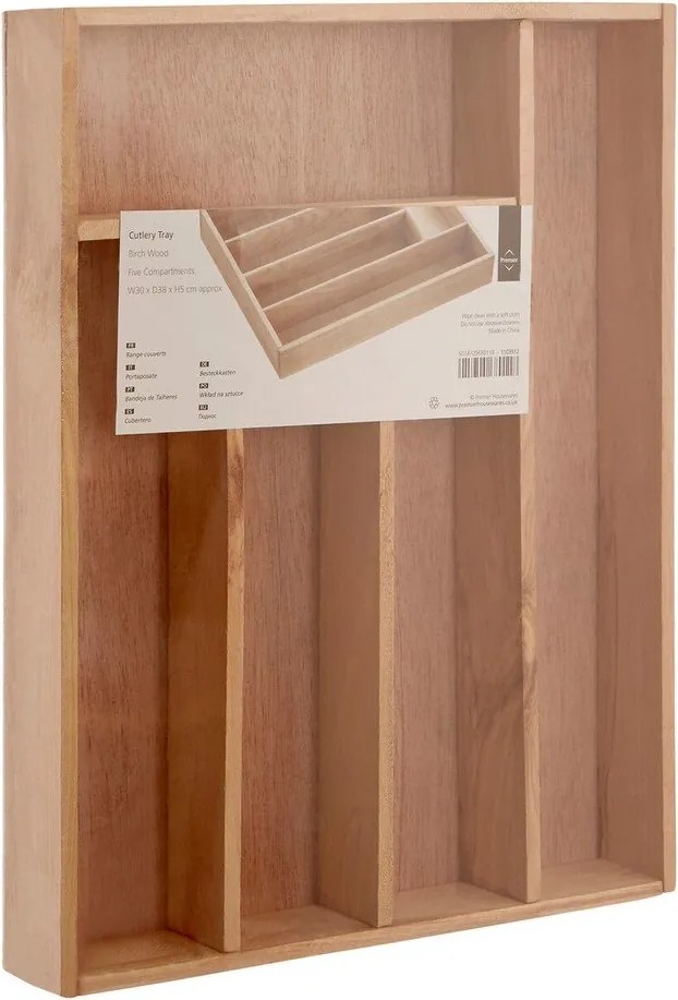 Drewniany organizer na sztućce do szuflady w naturalnym kolorze 30 x 38 cm – Premier Housewares