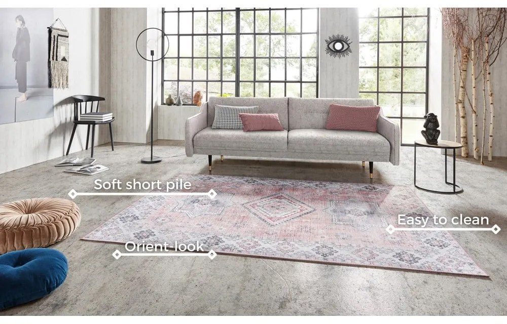 Jasnoróżowy dywan Nouristan Gratia, 80x150 cm