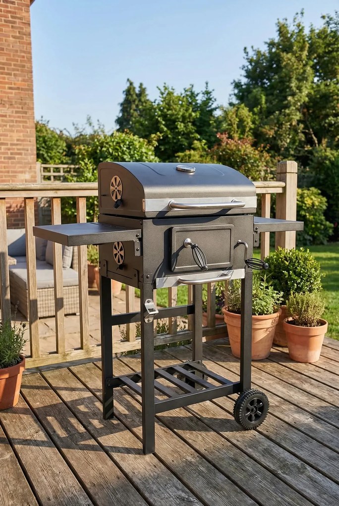 Stalowy prostokątny grill ogrodowy zamykany M9-H57