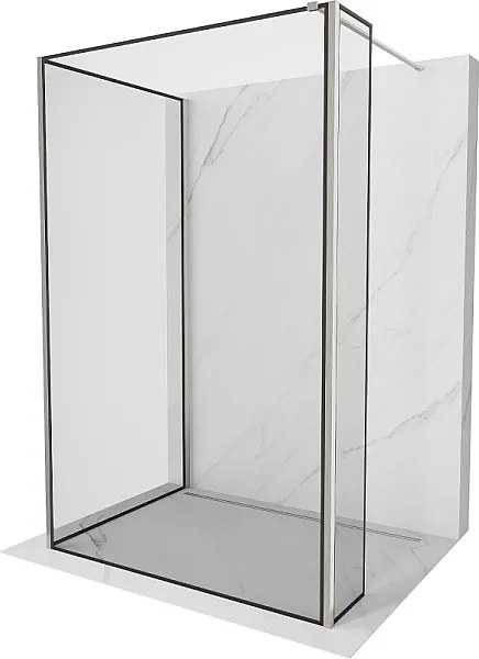 Mexen Kioto ścianka prysznicowa Walk-in 110 x 100 x 40 cm, czarna ramka, nikiel szczotkowany - 800-110-100-221-97-70-040