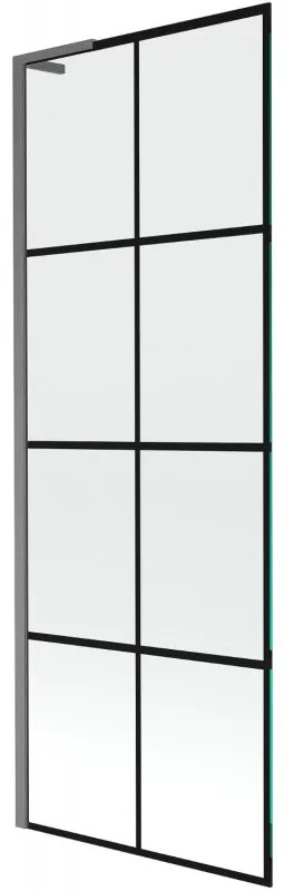 Mexen Next L parawan nawannowy 1-skrzydłowy 70 x 150 cm, czarna kratka,  gun gray szczotkowany - 895-070-000-03-77-66