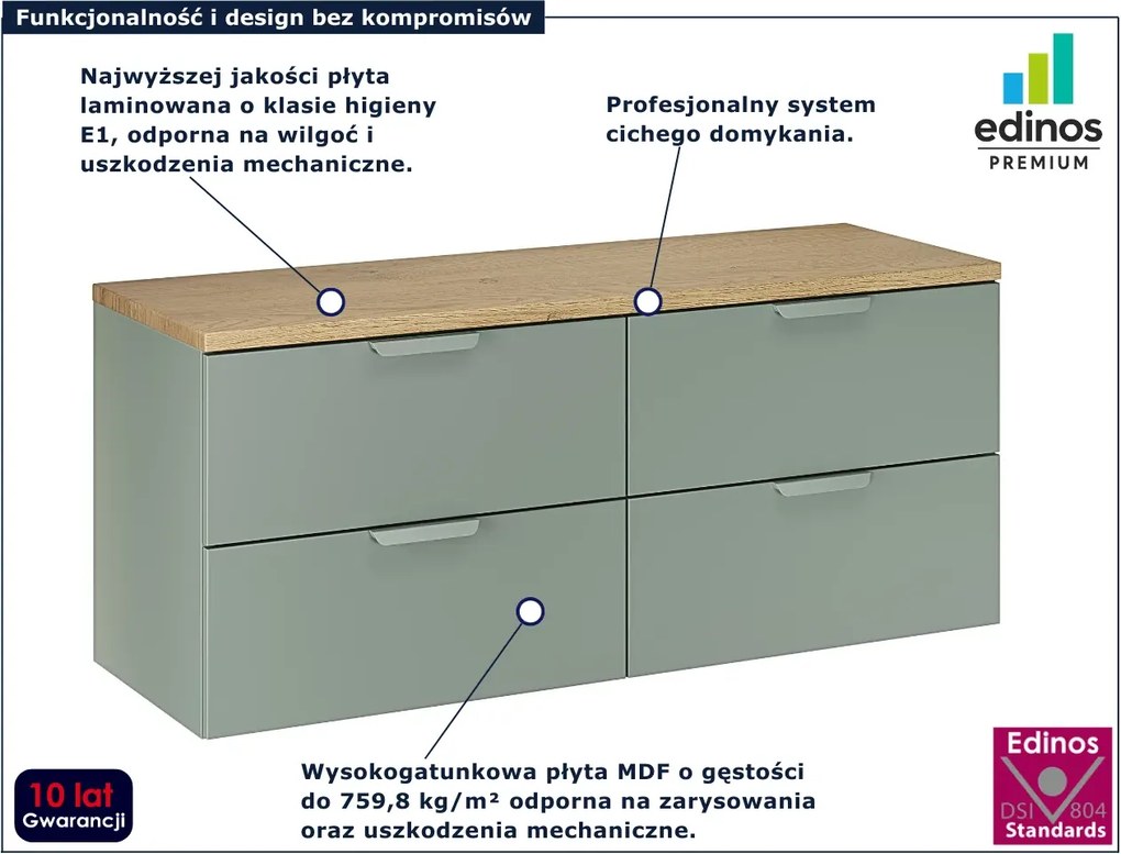 Zielona wisząca szafka pod umywalkę R2-E49