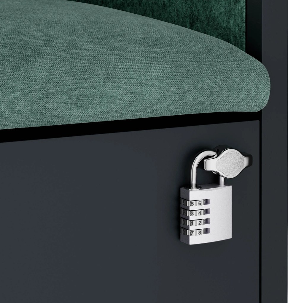 Kabina akustyczna SALLY MentalBox 600 mm – antracytowy korpus, zielone siedzisko