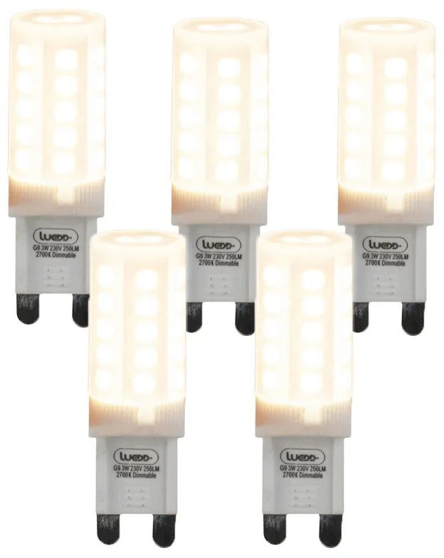 Zestaw 5 żarówek LED G9 z możliwością ściemniania 3W 280lm 2700K