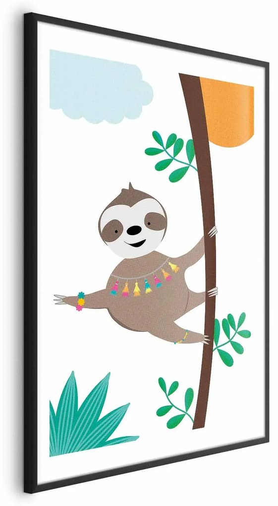 Plakat Wesoły leniwiec 21x30 cm z ramą czarną z marginesem ARTGEIST B
