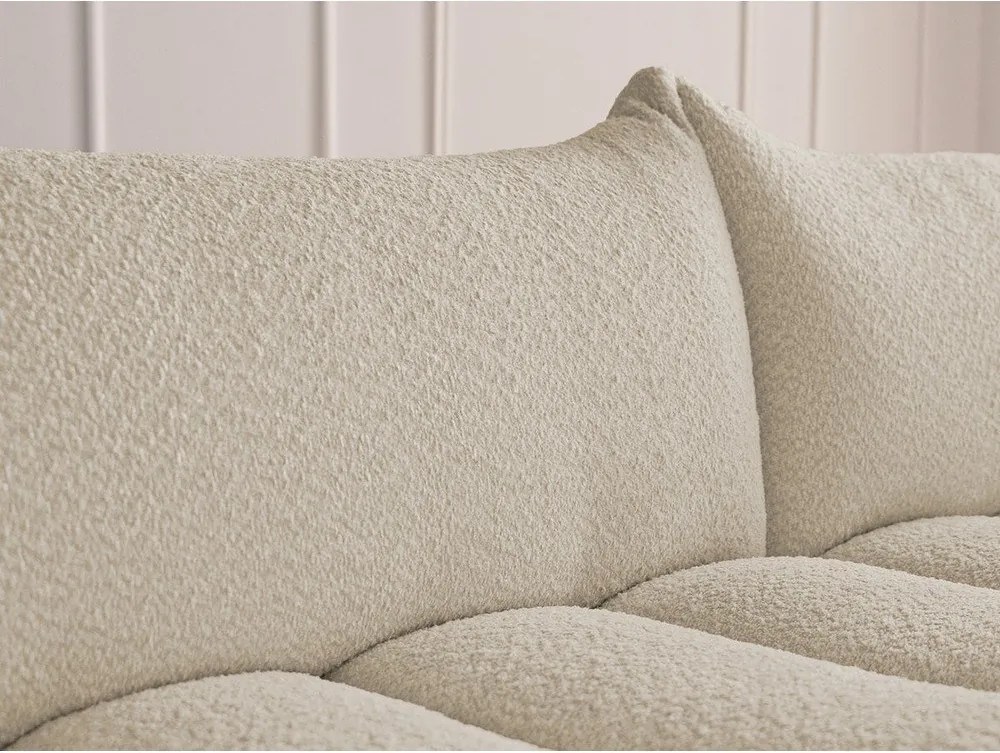 Beżowy narożnik z materiału bouclé (prawostronny/z szezlongiem) Azra – Bobochic Paris