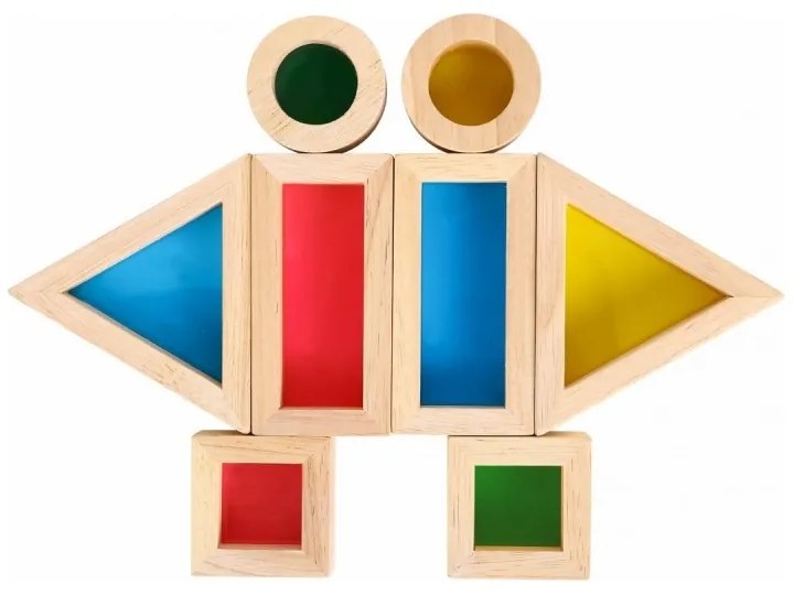 Tooky toy drewniane kolorowe klocki lustra zestaw 8 el. fsc