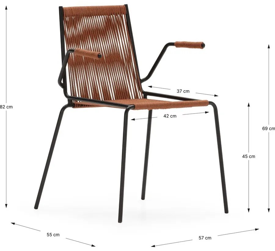 Metalowe krzesła zestaw z podłokietnikami/sztaplowane 2 szt. w kolorze terakoty Emily – Marckeric