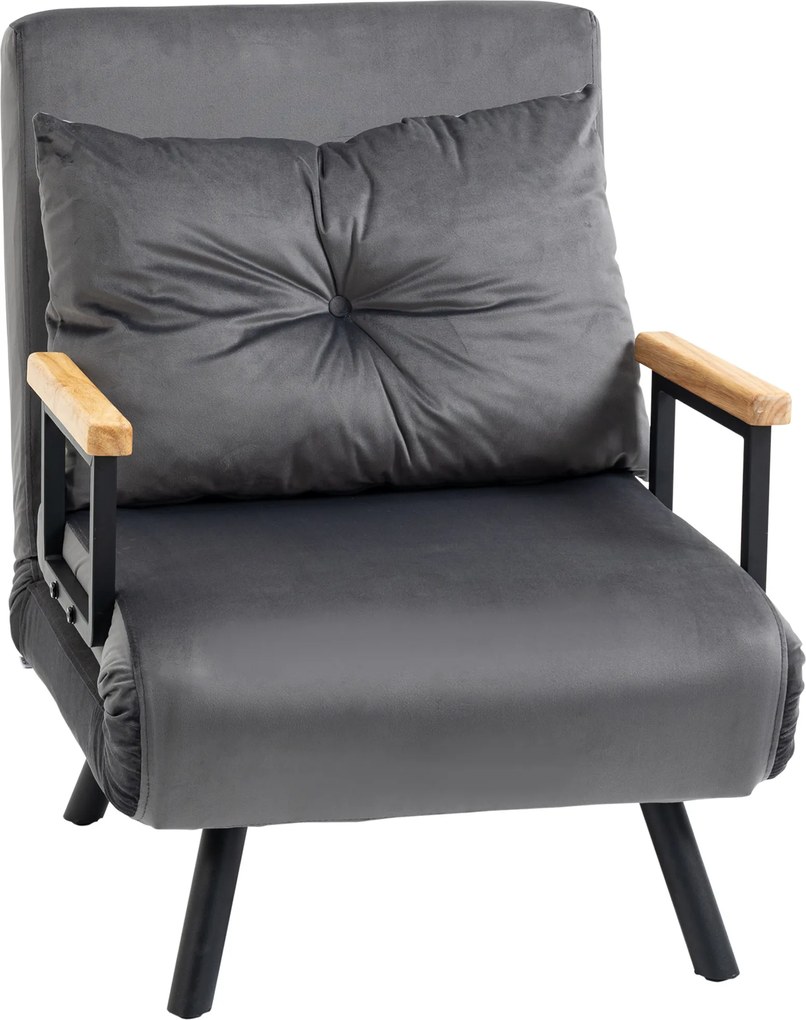 HOMCOM Rozkładana sofa do salonu z poduszkami stylowa kanapa do spania ciemnoszara 120 kg | Aosom PL