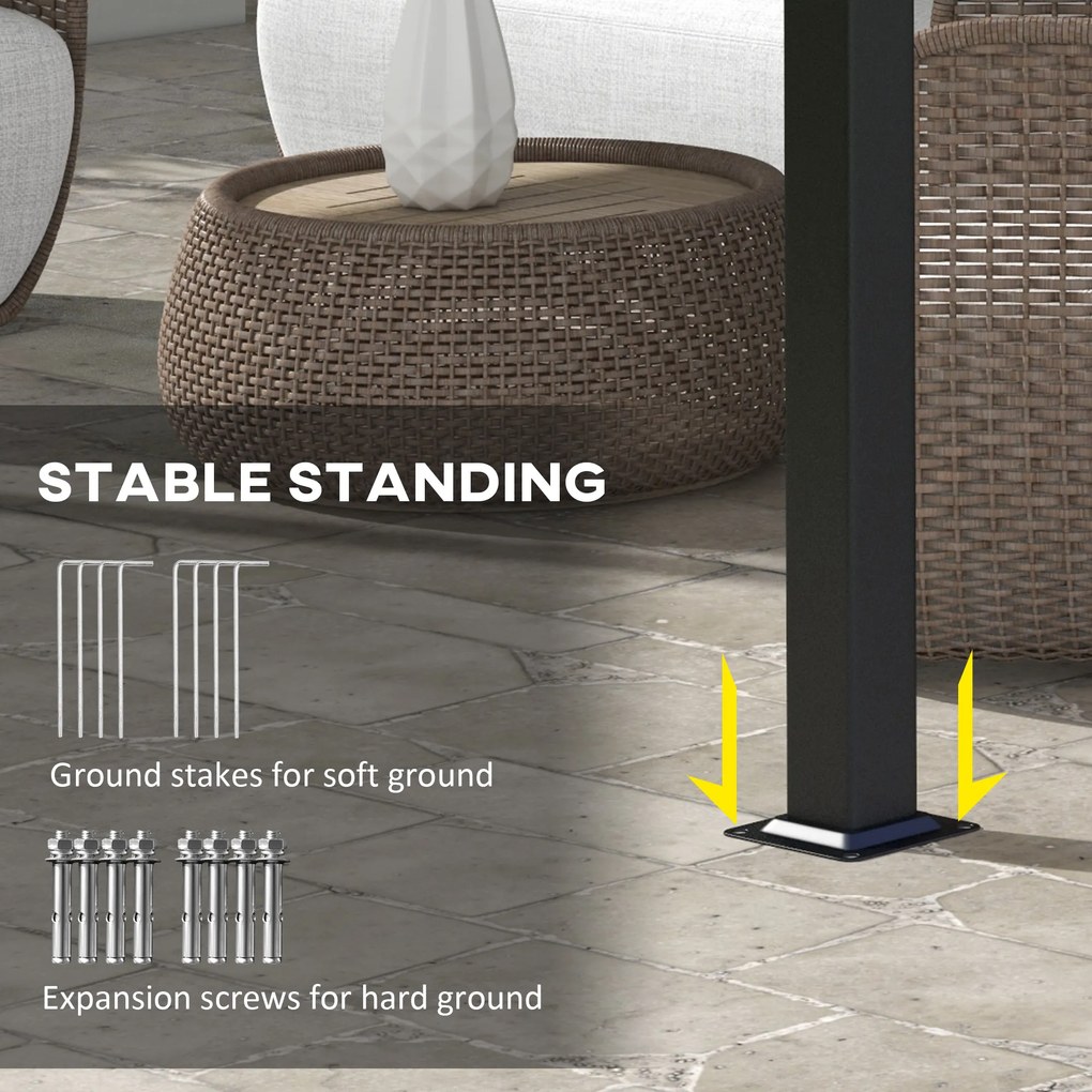 Outsunny Markiza przeciwsłoneczna. Pergola, odporna na warunki atmosferyczne, w zestawie materiały montażowe, 3 x 3,5 m, ciemnoszary | Aosom PL