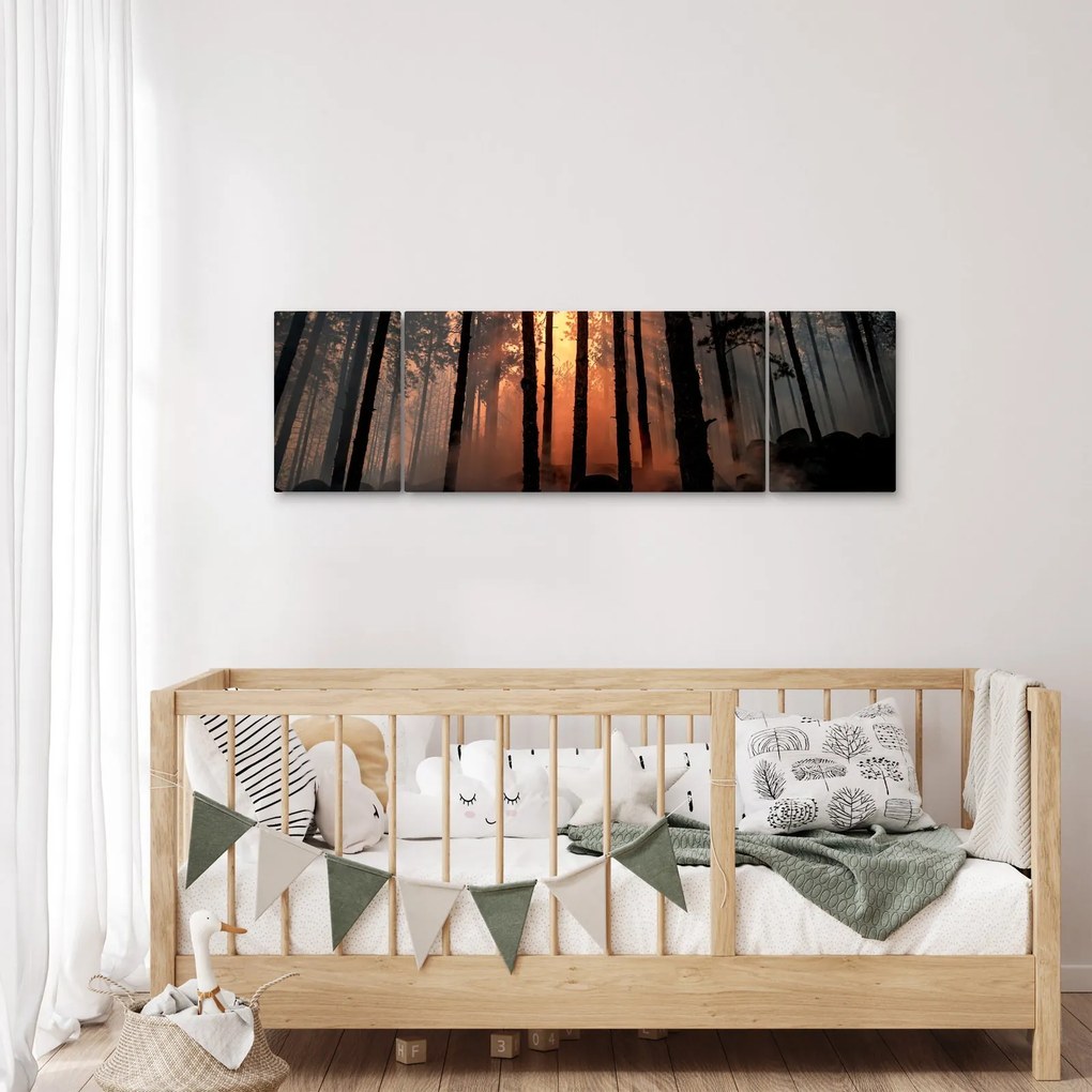 Obraz ciemnego lasu (170x50 cm)