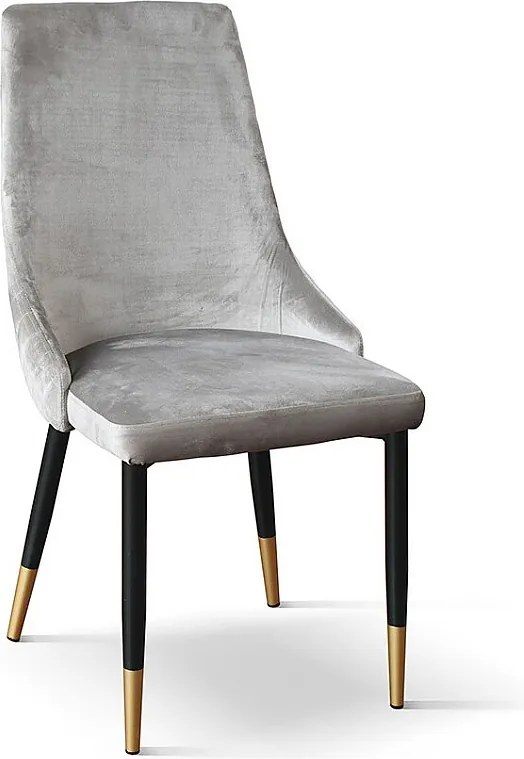 Zestaw 4 krzeseł, szara tkanina z efektem aksamitu, antracytowe i złote nogi - IRVINE