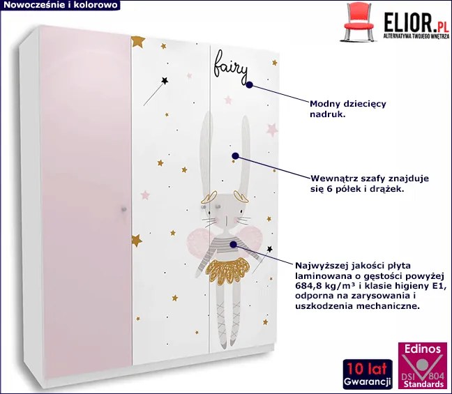 Biało-lawendowa szafa dla dziecka P2-N46