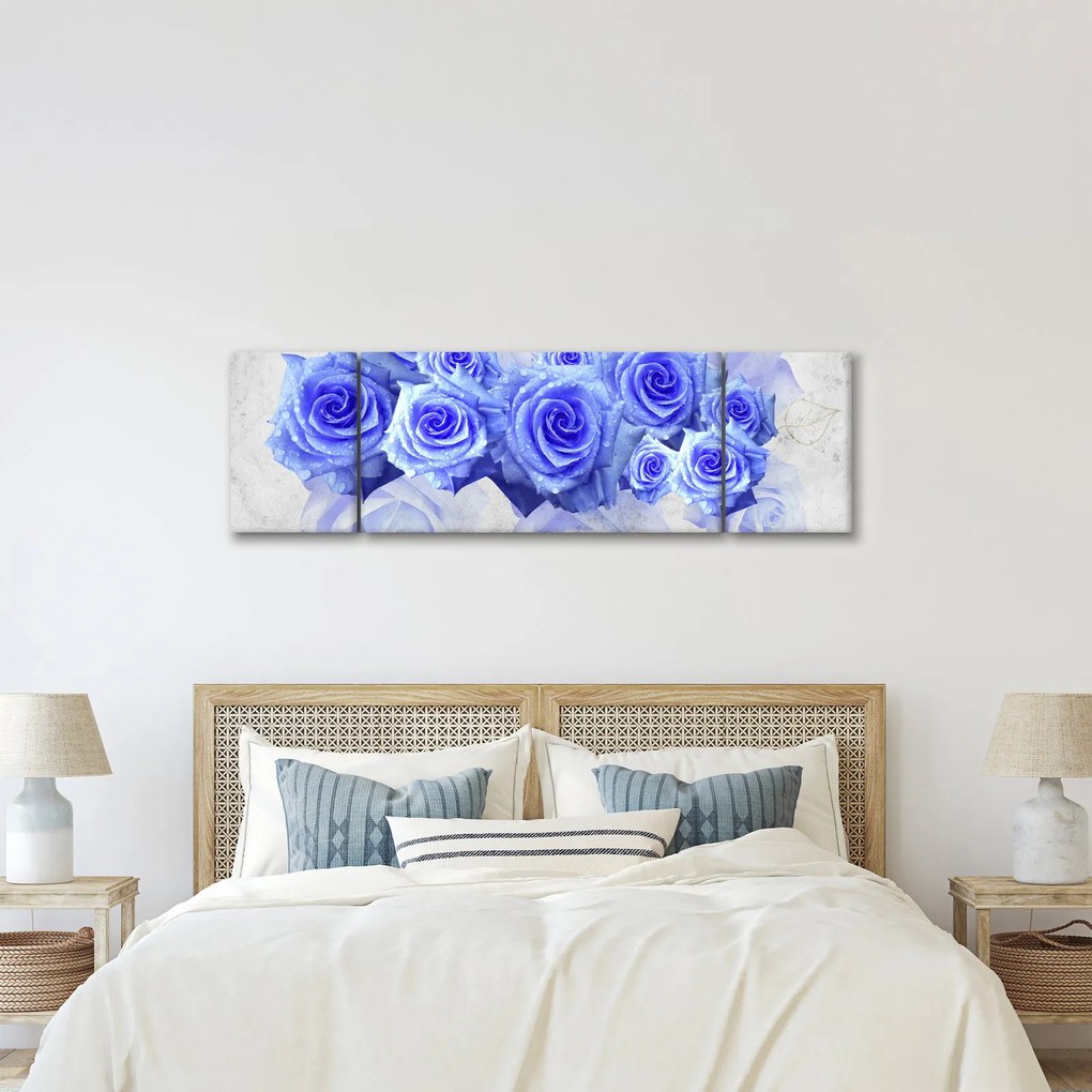 Obraz - Niebieskie róże (170x50 cm)