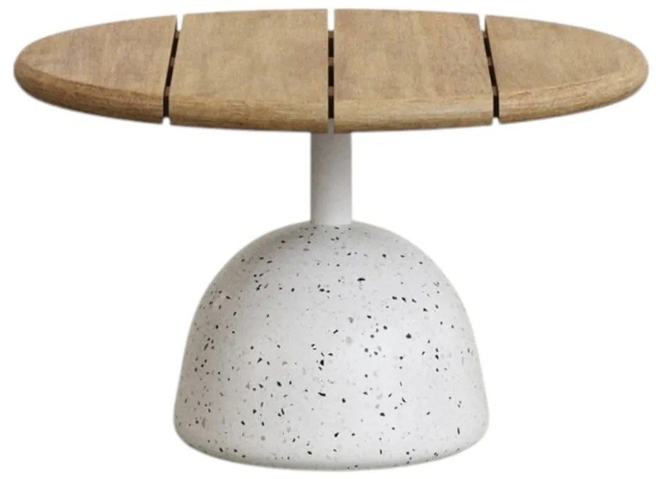 Biało-naturalny okrągły stolik z blatem z drewna akacjowego ø 55 cm Saura – Kave Home