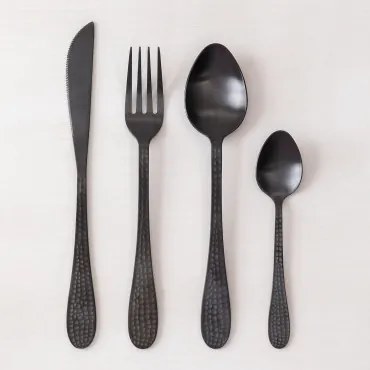 Zestaw Sztućców 16 Elementów Ze Stali Nierdzewnej Aina Negro Mate - Sklum