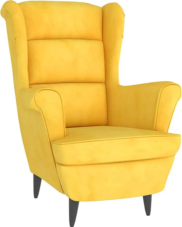 Musztardowy tapicerowany fotel uszak M1-C03
